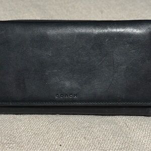 Coach Midnight Black Leather Clutch